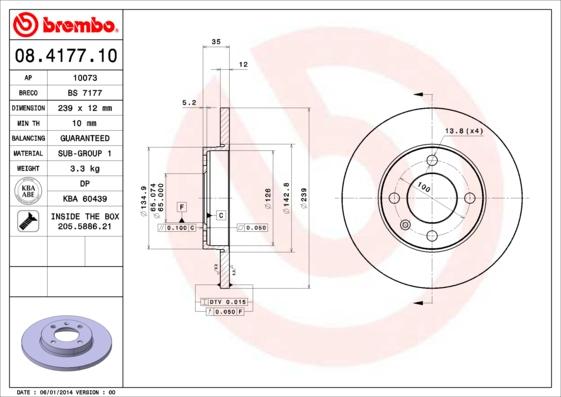 Brembo 08.4177.10 — Tarcza hamulcowa