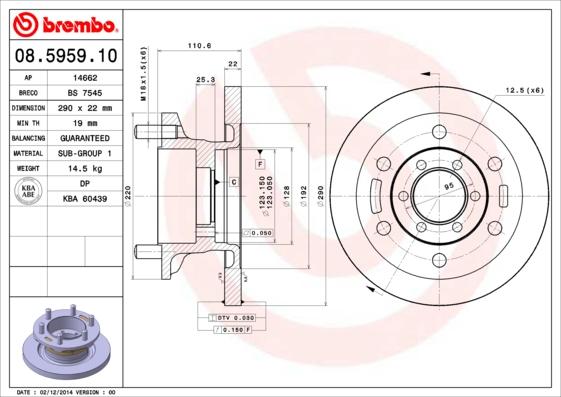 Brembo 08.5959.10 — Tarcza hamulcowa