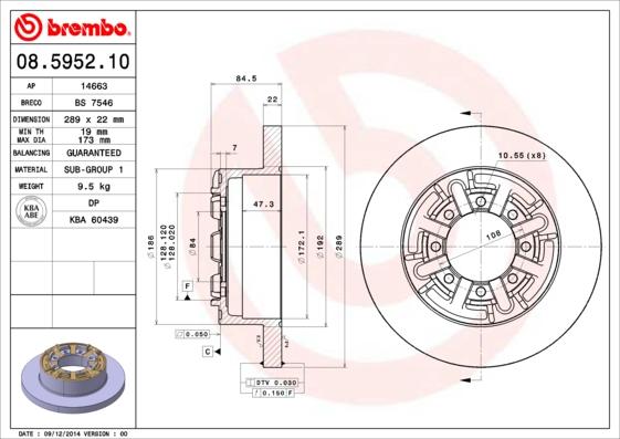 Brembo 08.5952.10 — Tarcza hamulcowa