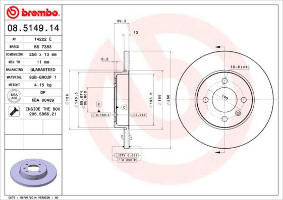 Brembo 08.5149.14 — Tarcza hamulcowa