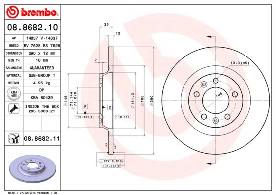Brembo 08.8682.11 — Tarcza hamulcowa