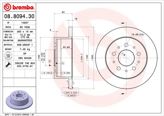 Brembo 08.8094.30 — Tarcza hamulcowa