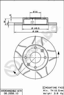 Brembo 08.2958.75 — Tarcza hamulcowa