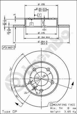 Brembo 08.7627.75 — Tarcza hamulcowa