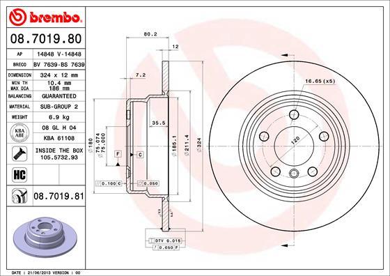 Brembo 08.7019.81 — Tarcza hamulcowa