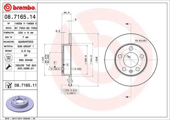 Brembo 08.7165.11 — Tarcza hamulcowa