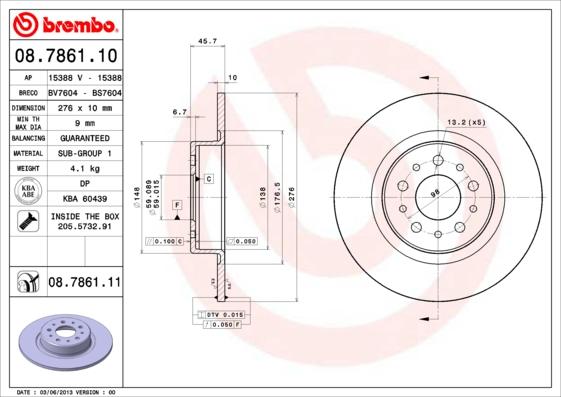 Brembo 08.7861.11 — Tarcza hamulcowa