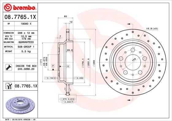 Brembo 08.7765.1X — Tarcza hamulcowa