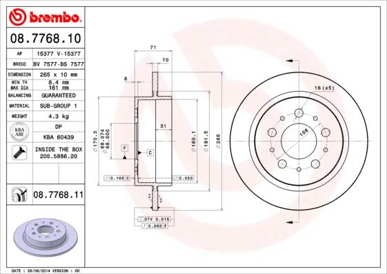 Brembo 08.7768.10 — Tarcza hamulcowa