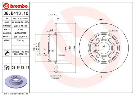Brembo 08.B413.11 — Tarcza hamulcowa