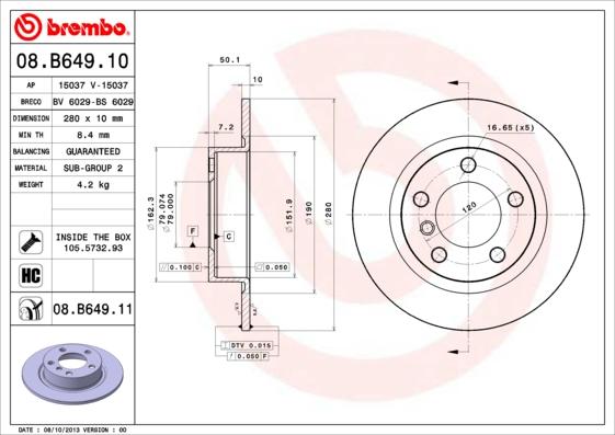 Brembo 08.B649.11 — Tarcza hamulcowa