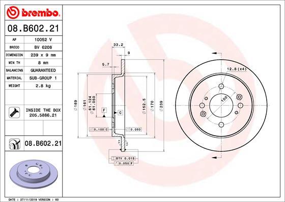 Brembo 08.B602.21 — Tarcza hamulcowa