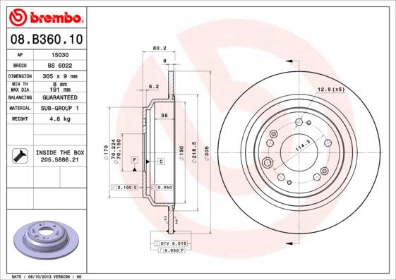 Brembo 08.B360.10 — Tarcza hamulcowa