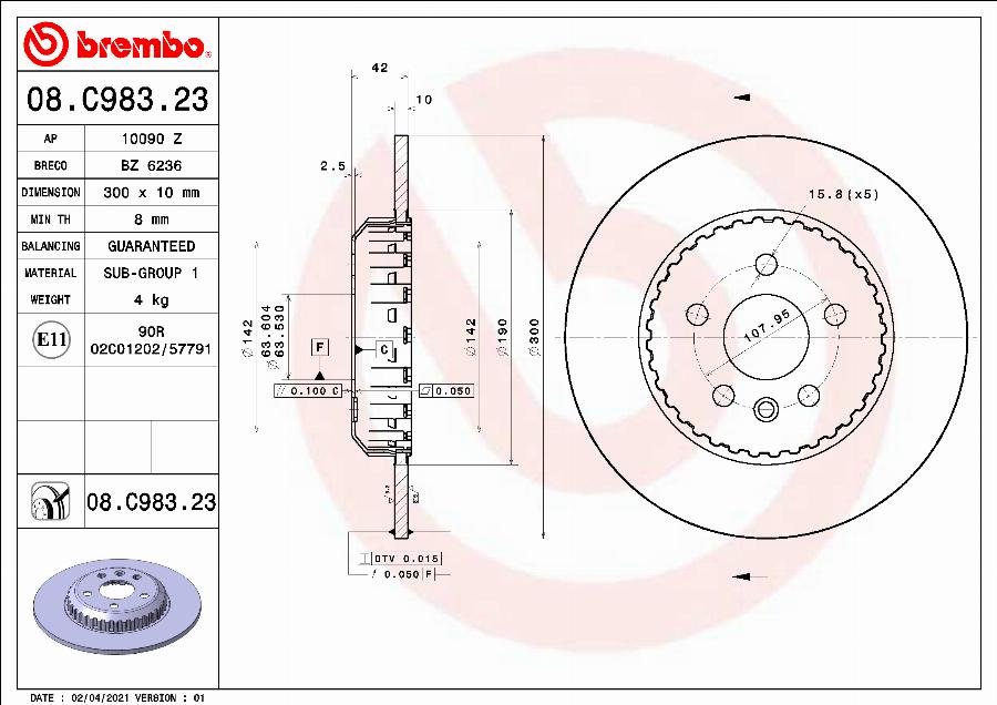 Brembo 08.C983.23 — Tarcza hamulcowa