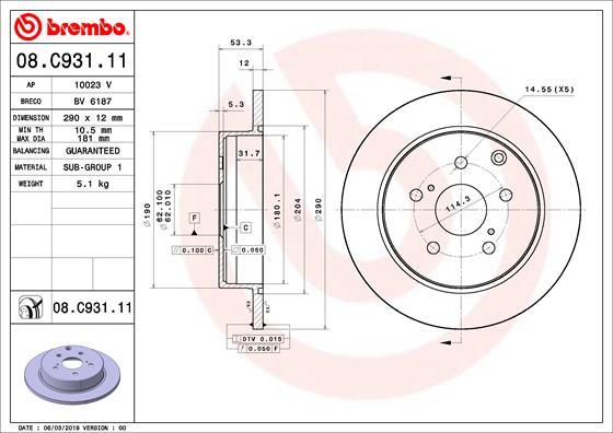 Brembo 08.C931.11 — Tarcza hamulcowa