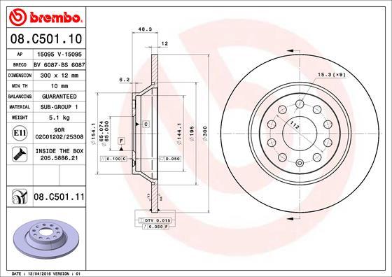 Brembo 08.C501.11 — Tarcza hamulcowa