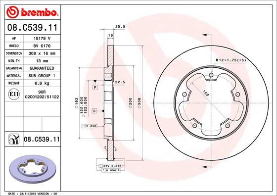 Brembo 08.C539.11 — Tarcza hamulcowa