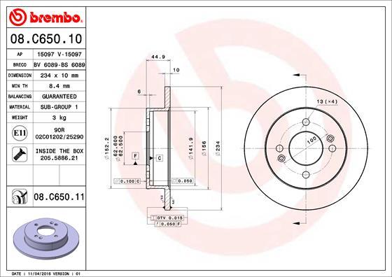 Brembo 08.C650.11 — Tarcza hamulcowa
