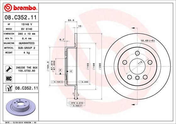 Brembo 08.C352.11 — Tarcza hamulcowa