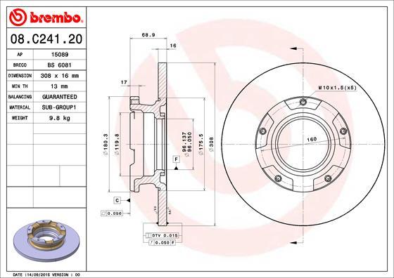 Brembo 08.C241.20 — Tarcza hamulcowa