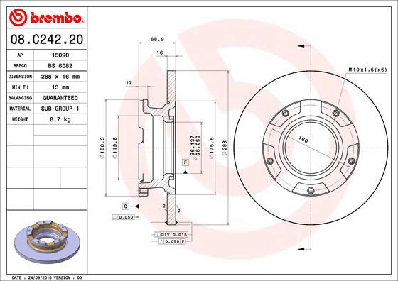 Brembo 08.C242.20 — Tarcza hamulcowa
