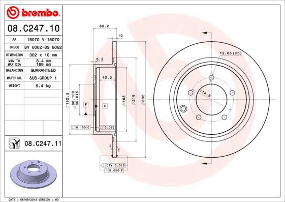 Brembo 08.C247.11 — Tarcza hamulcowa