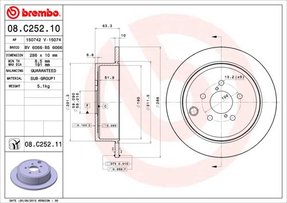 Brembo 08.C252.11 — Tarcza hamulcowa