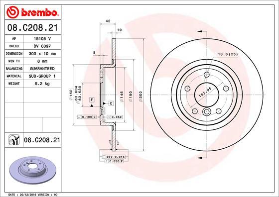 Brembo 08.C208.21 — Tarcza hamulcowa