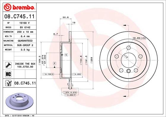 Brembo 08.C745.11 — Tarcza hamulcowa