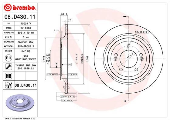 Brembo 08.D430.11 — Tarcza hamulcowa