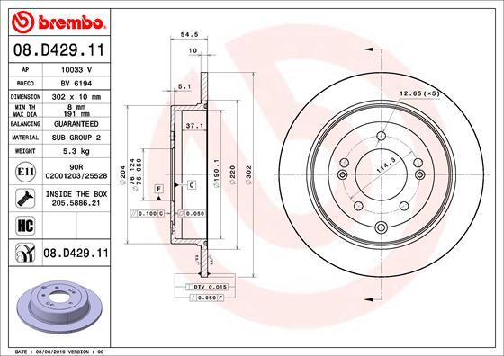 Brembo 08.D429.11 — Tarcza hamulcowa