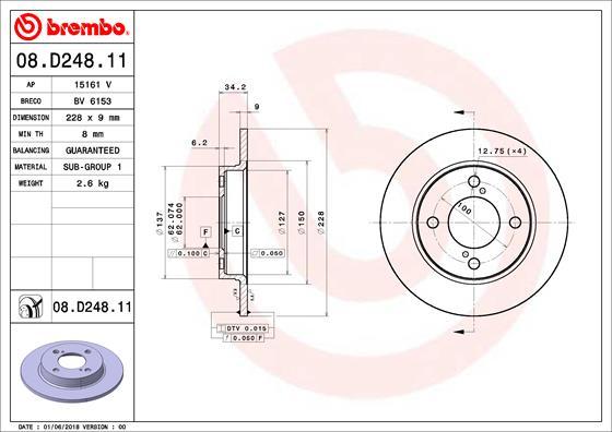 Brembo 08.D248.11 — Tarcza hamulcowa