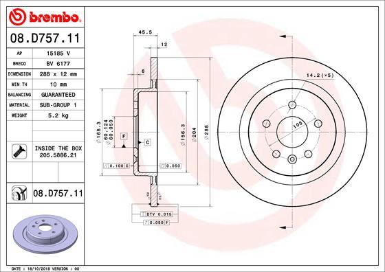 Brembo 08.D757.11 — Tarcza hamulcowa