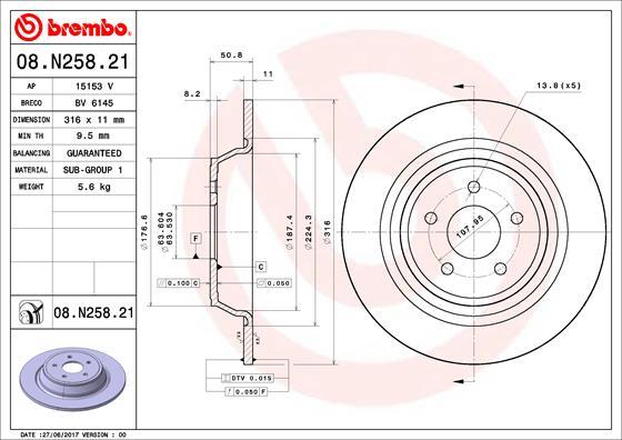 Brembo 08.N258.21 — Tarcza hamulcowa