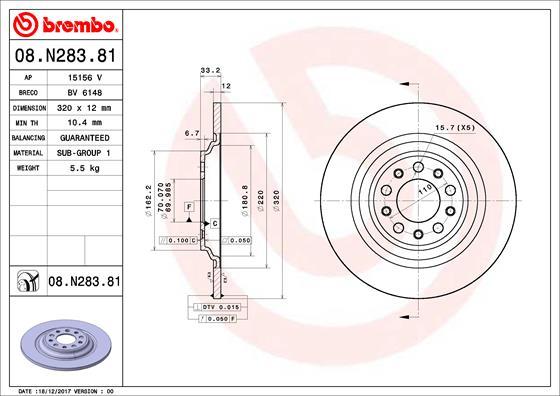 Brembo 08.N283.81 — Tarcza hamulcowa