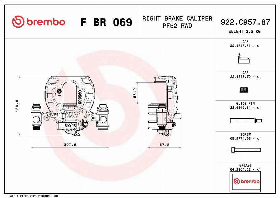 Brembo F BR 069 — Zacisk hamulca