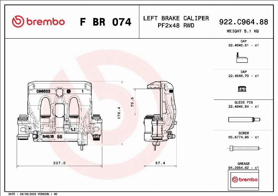 Brembo F BR 074 — Zacisk hamulca