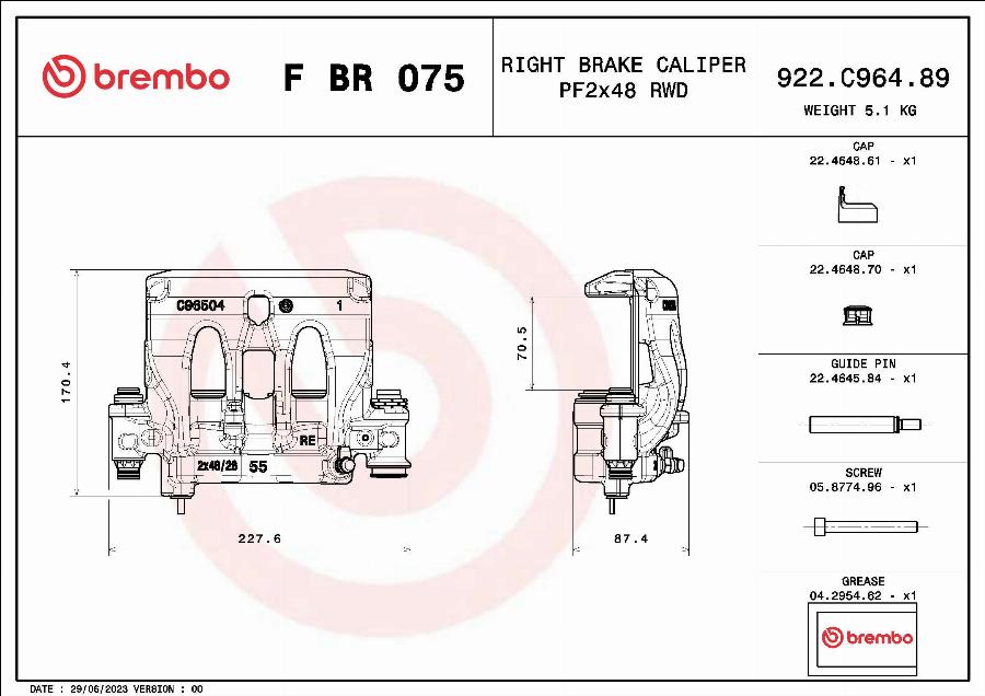 Brembo F BR 075 — Zacisk hamulca