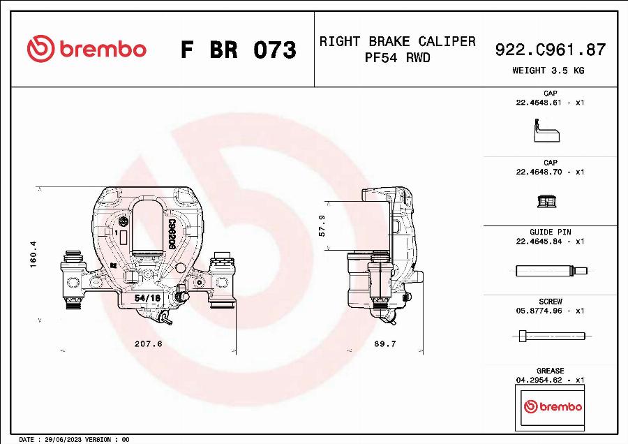 Brembo F BR 073 — Zacisk hamulca