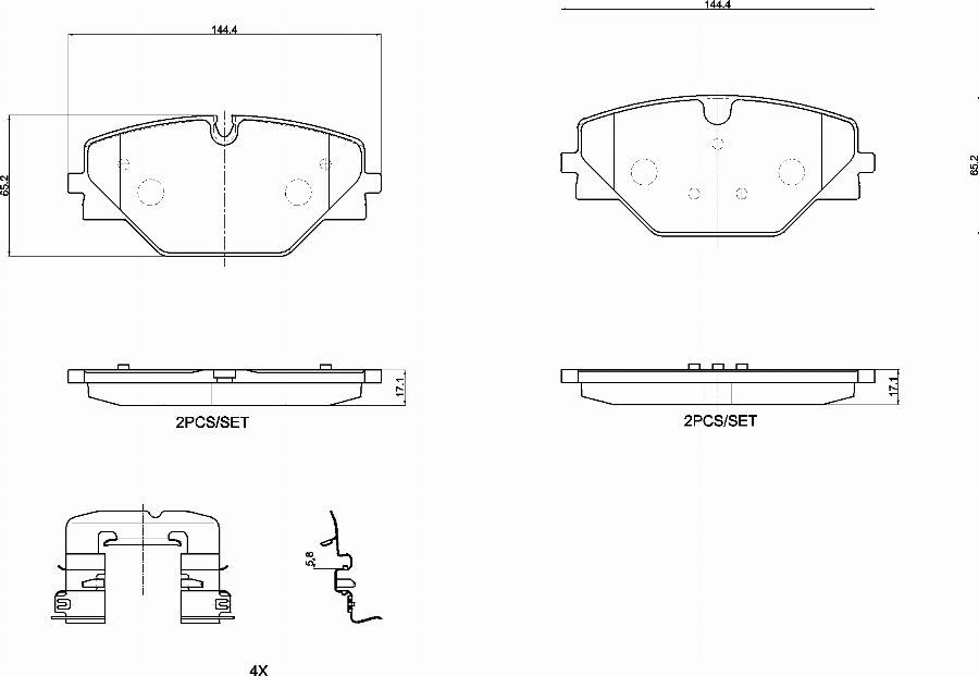 Brembo P 44 032 — Zestaw klocków hamulcowych, hamulce tarczowe