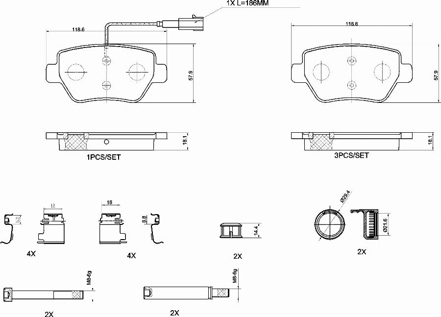 Brembo P 48 004 — Zestaw klocków hamulcowych, hamulce tarczowe