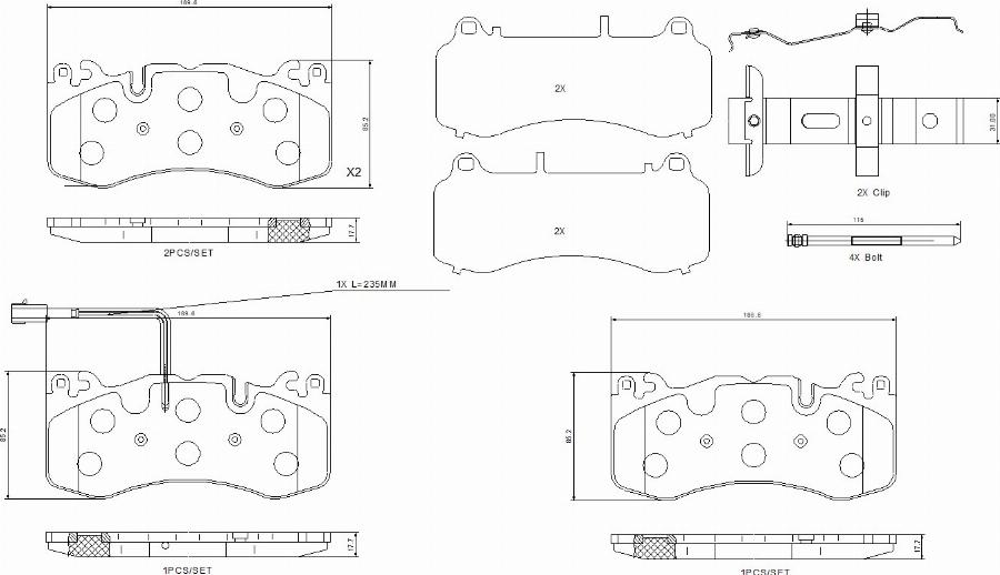 Brembo P 48 005 — Zestaw klocków hamulcowych, hamulce tarczowe