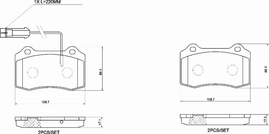 Brembo P 48 002 — Zestaw klocków hamulcowych, hamulce tarczowe