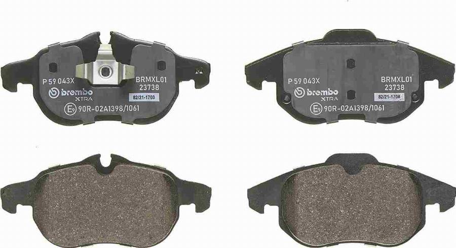 Brembo P 59 043X — Zestaw klocków hamulcowych, hamulce tarczowe