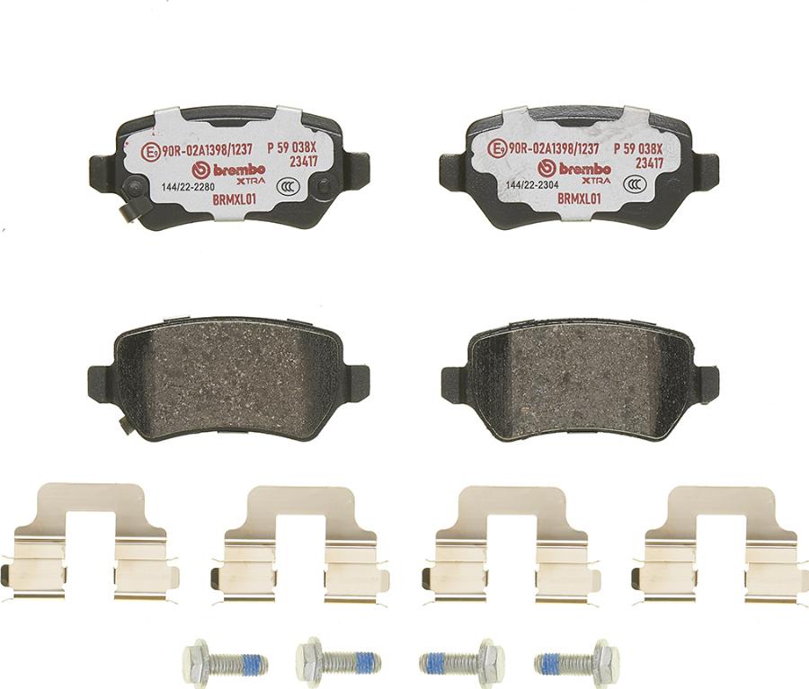 Brembo P 59 038X — Zestaw klocków hamulcowych, hamulce tarczowe
