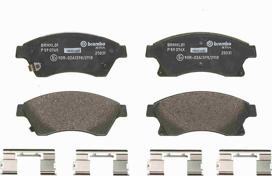 Brembo P 59 076X — Zestaw klocków hamulcowych, hamulce tarczowe