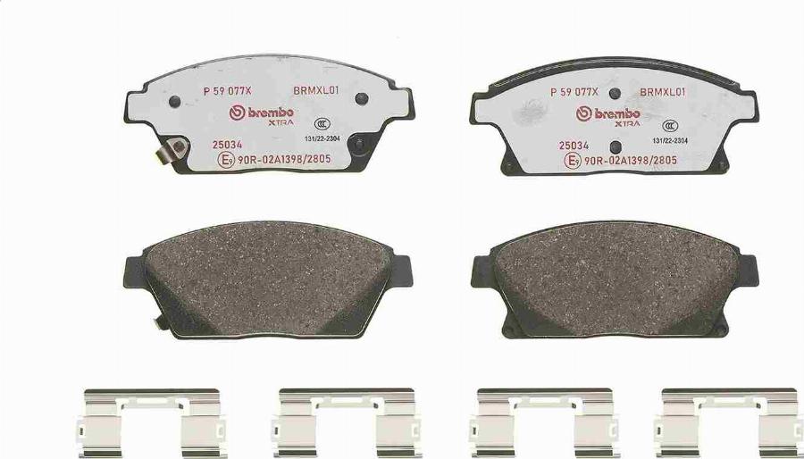 Brembo P 59 077X — Zestaw klocków hamulcowych, hamulce tarczowe
