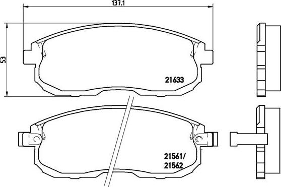 Brembo P 56 021 — Zestaw klocków hamulcowych, hamulce tarczowe