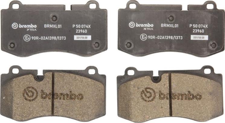 Brembo P 50 074X — Zestaw klocków hamulcowych, hamulce tarczowe