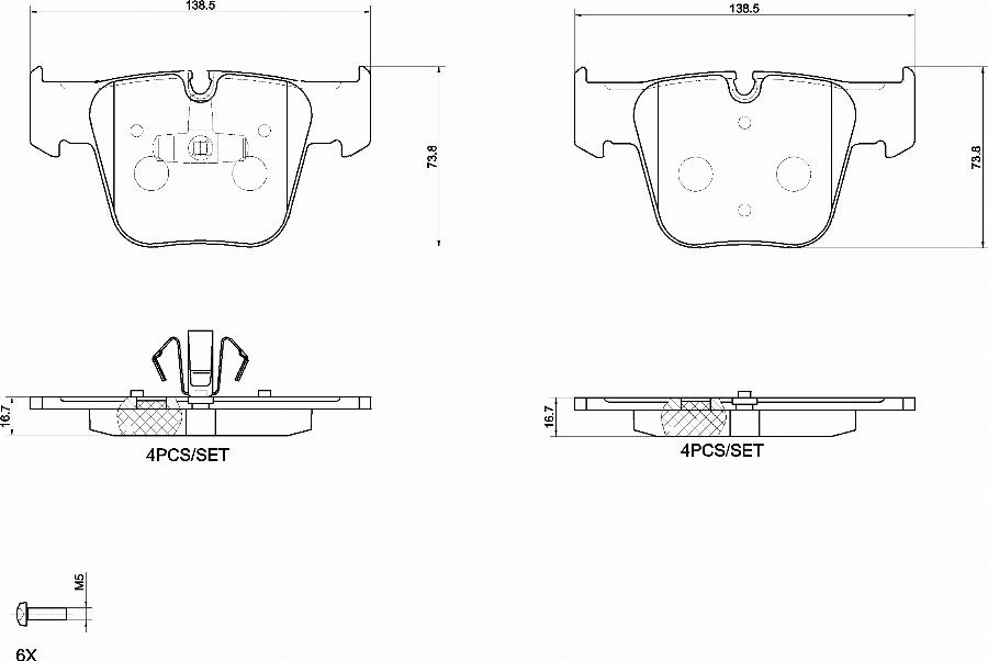 Brembo P 50 177 — Zestaw klocków hamulcowych, hamulce tarczowe